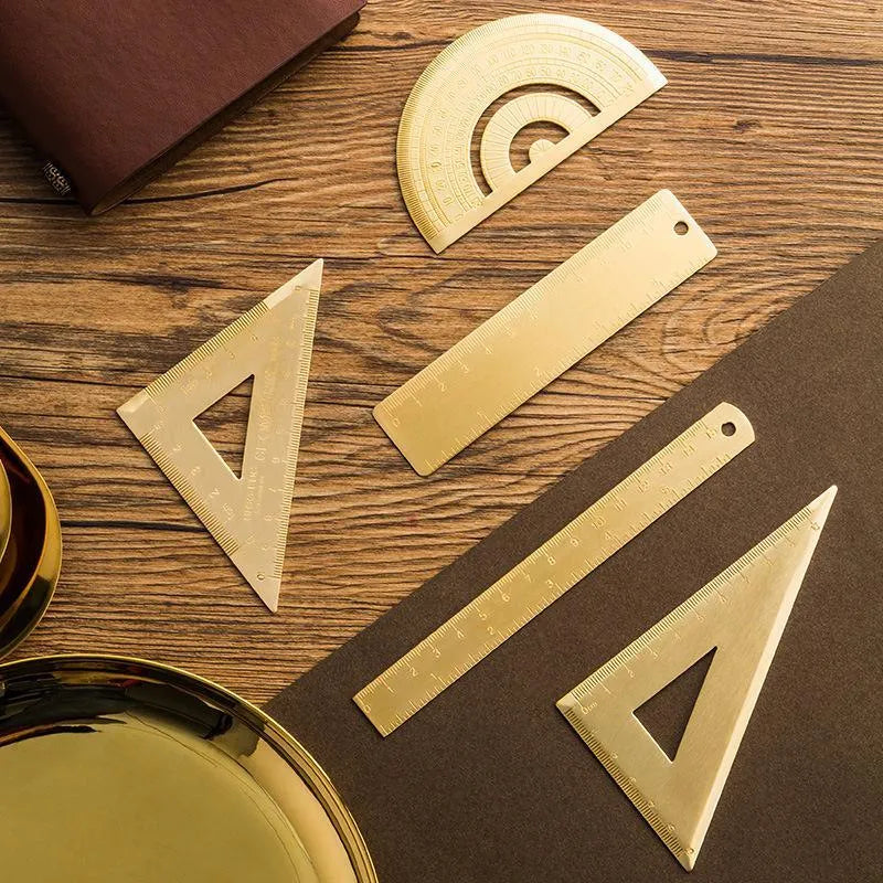 Brass Ruler or Triangle Ruler Protractor