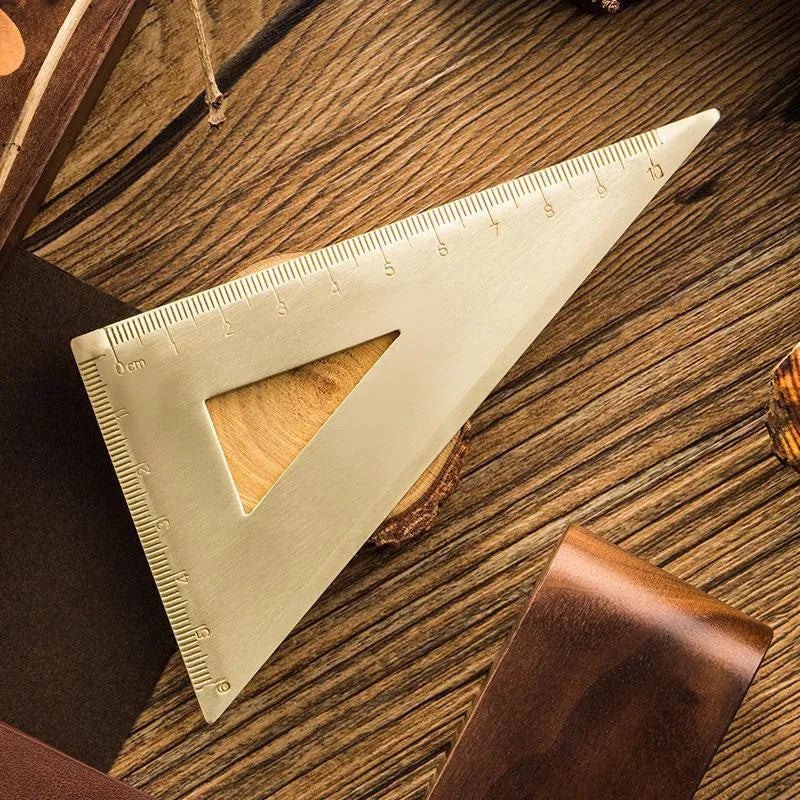 Brass Ruler or Triangle Ruler Protractor