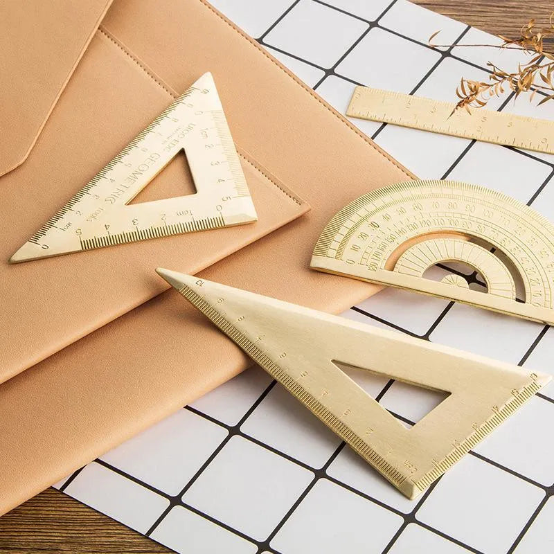 Brass Ruler or Triangle Ruler Protractor
