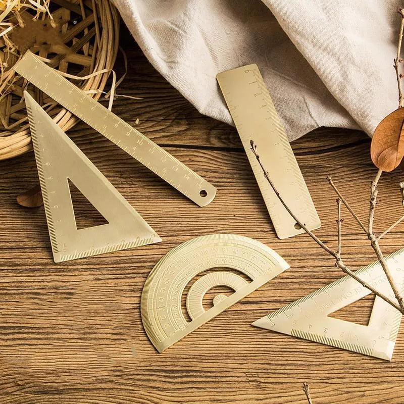 Brass Ruler or Triangle Ruler Protractor