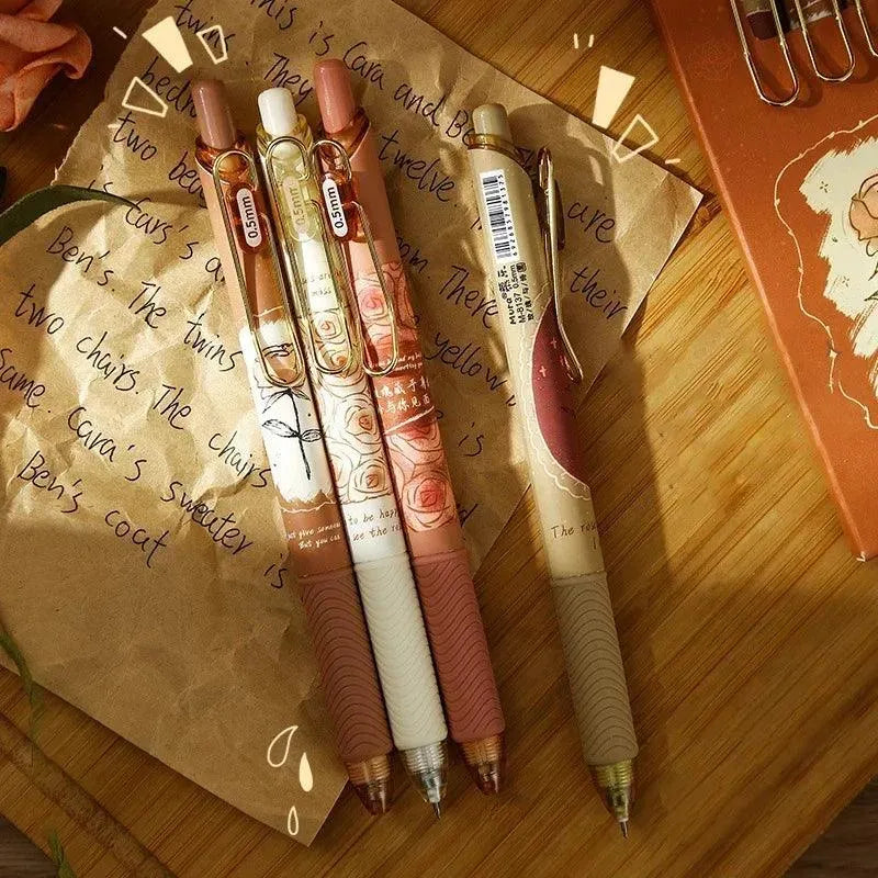 Rose-Themed Set of Rechargeable Gel Ink Pens