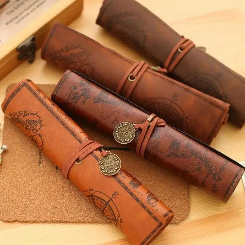 Vintage PU Leather Pencil Roll