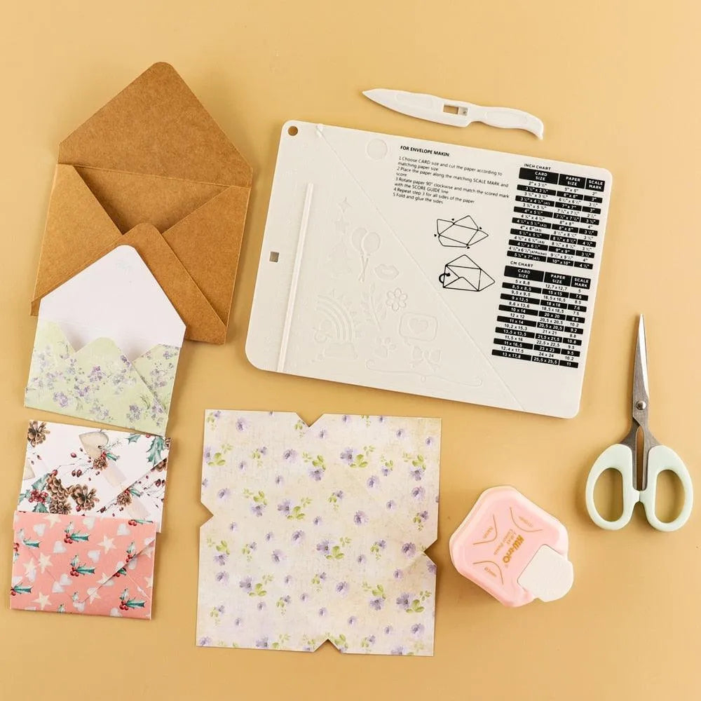 Multi-Purpose Scoring Board Envelope Maker with Bone Folder
