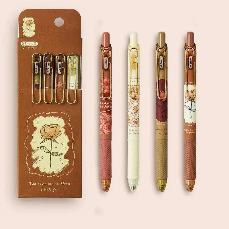 Rose-Themed Set of Rechargeable Gel Ink Pens