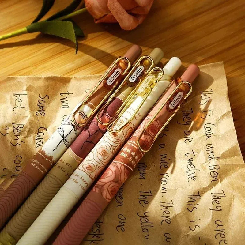 Rose-Themed Set of Rechargeable Gel Ink Pens